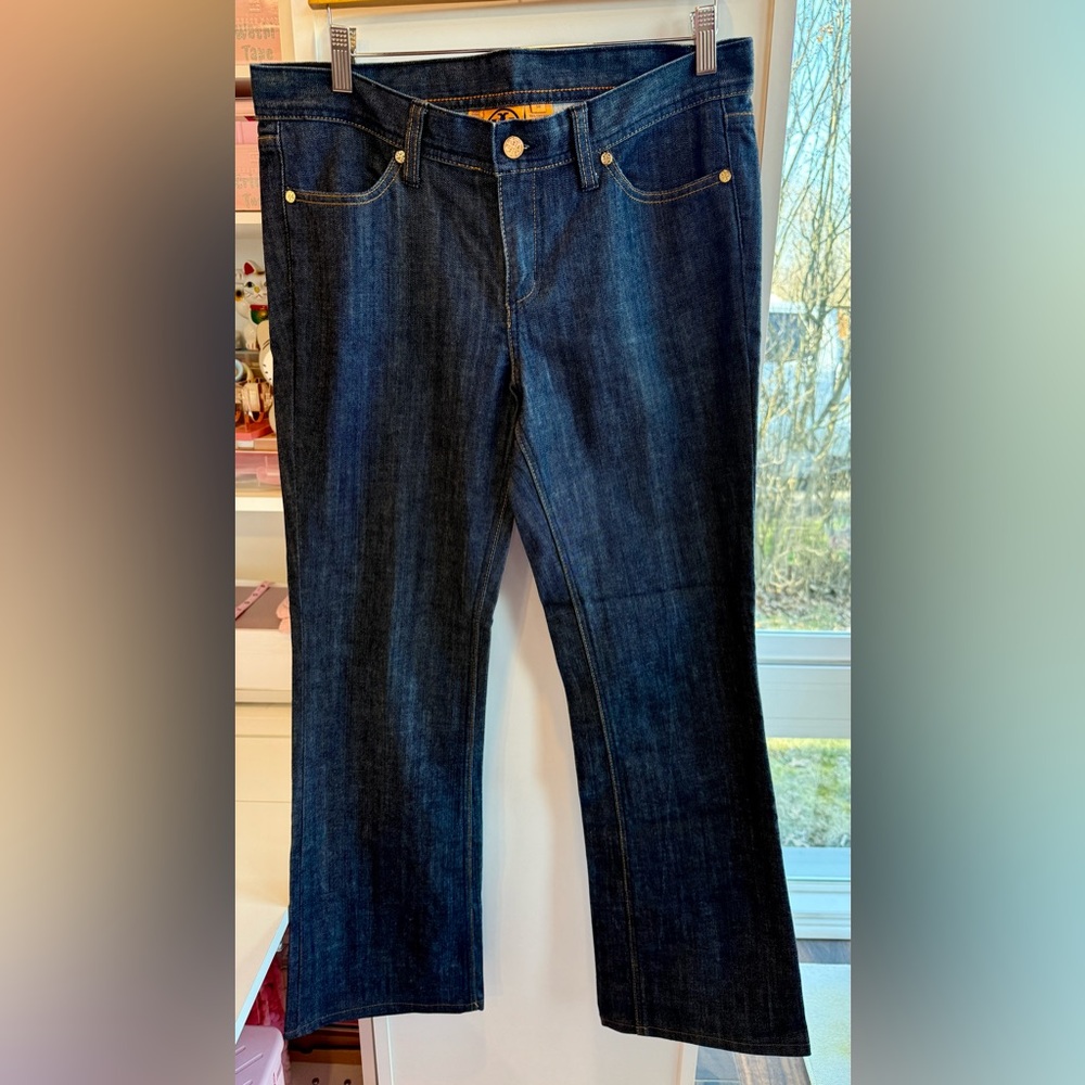 Tory Burch Dark Wash Straight-Leg Jeans